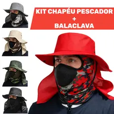 KIT Balaclava + Chapéu Pescador Australiano Pesca com Proteção Pescoço Sol Chapeu Pescador Camping