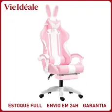 Cadeira Gamer Reclinável Ergonômica Base Giratória Cadeira Gamer Reclinável Ergonômica Base Giratória cor ：Rosa