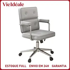 Nova Cadeira De Escritório Ergonômica Giratória Couro Retrô De Alto Luxo Lazer Retrô Conforto