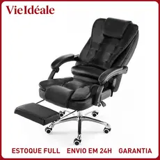 Cadeira De Escritorio Presidente Ergonomica Apoio Para Pés preto