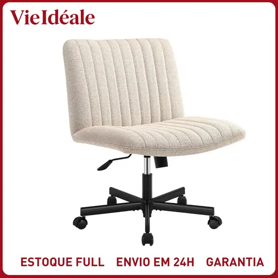 Cadeira de Escritório Ergonômica Confortável com Rodas Giratória - Estofado Acolchoado Grosso, Altura Ajustável