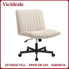 Cadeira de Escritório Ergonômica Confortável com Rodas Giratória - Estofado Acolchoado Grosso, Altura Ajustável