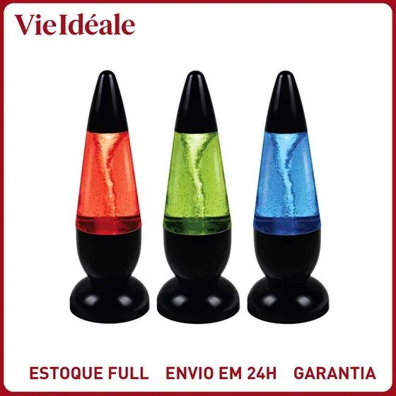 Lustre Abajur Lava Lamp LED RGB - Luminária de Mesa Decorativa Recarregável Efeito Nuvem Bivolt