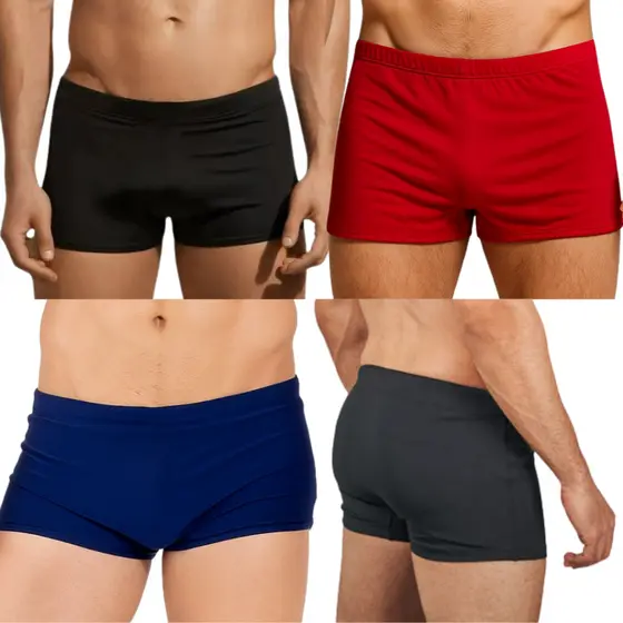 Sungas Novidade Modelo Liso Corte Reto Box Estilo Shorts para Banho Masculino