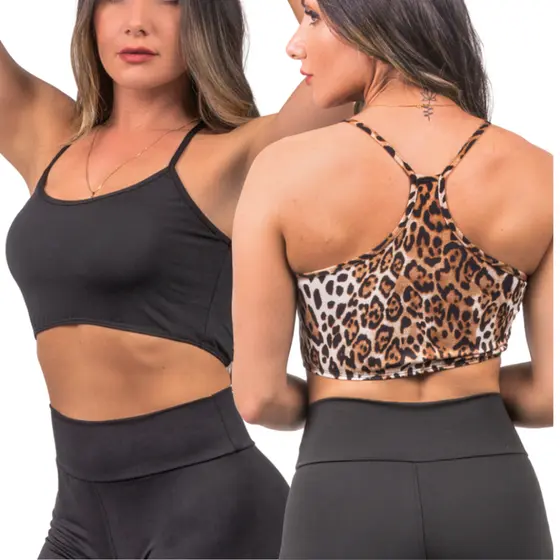 kit 2 Top academia Suplex Poliéster Fitness Academia