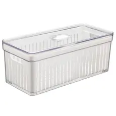 Organizador Geladeira Quadrado 6,8L com Cesto Tampa Multiuso Alimentos Verduras Vegetais Plastutti