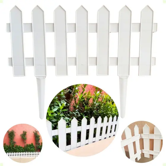 Kit 12 Cercas Plásticas para Jardim Brancas Tipo Inglês Decorativas Resistente Fácil Instalação