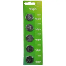 Bateria Moeda CR2032 3V Elgin 5 unidades