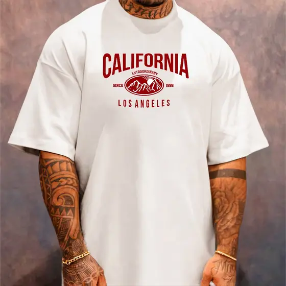 Camiseta Oversized Streetwear Masculina Gola Alta California