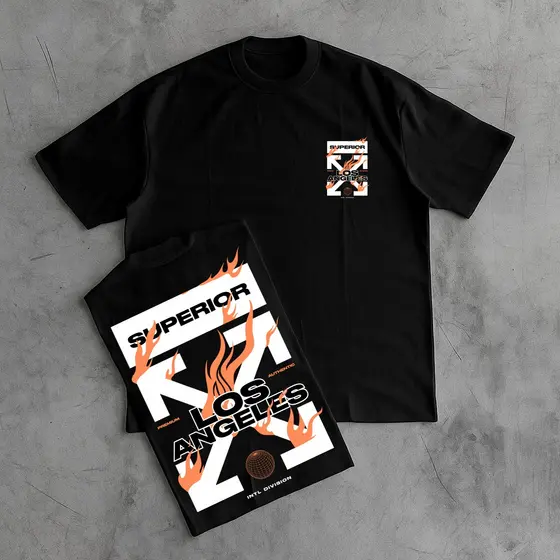 Camiseta Oversized 100% algodão Malha Premium StreetWear Gola Alta Los Angeles