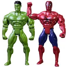 Kit 2 Bonecos Personagem Super Herói Brinquedo Articulável Menino 30cm Solapa Dia Das Crianças Brincar Presente