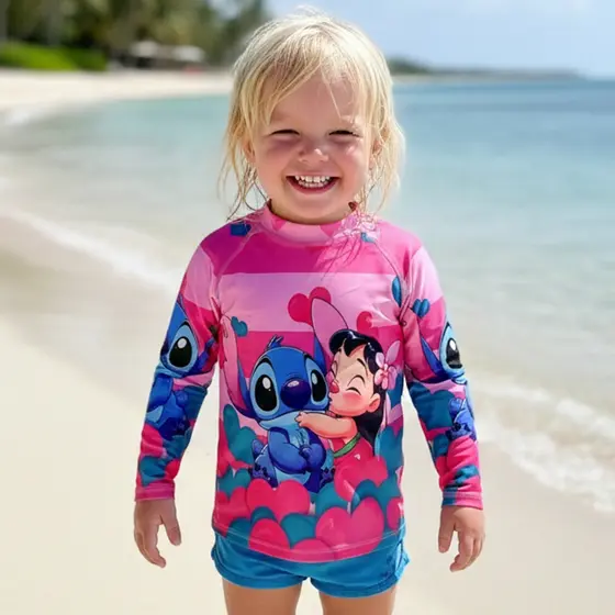 Camiseta Bebe Moda Praia Proteção Solar PP a 4 Anos UV UVA FPS50