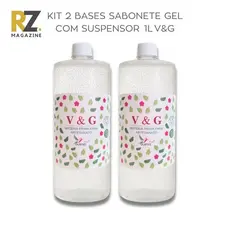 Kit 2 Bases Sabonete Gel com Suspensor V&G 1L p/ Geleia de Banho, Sabonete c/ Glitter e Esfoliante