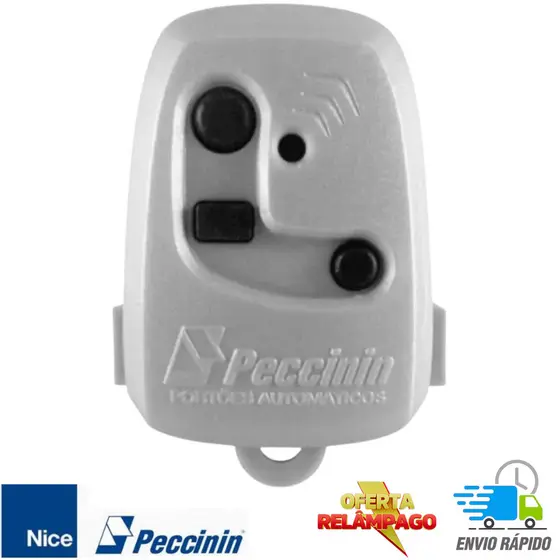 Controle de Portão TX Peccinin 3C Cinza 433mhz Eletrônico Elétrico Motor Linear com Pilha 3 Botões