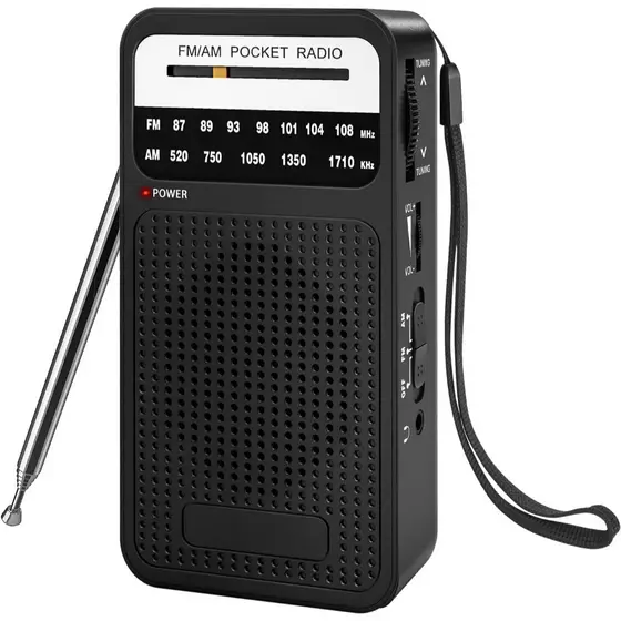 Rádio portátil AM FM com recepção de longo alcance, rádio transistor Goodes com alto-falante, conector de fone de ouvido