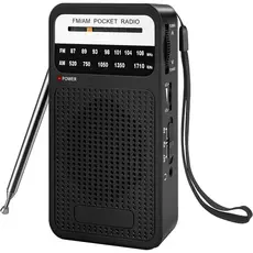 Rádio portátil AM FM com recepção de longo alcance, rádio transistor Goodes com alto-falante, conector de fone de ouvido