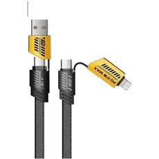 Cabo 4 em 1 Reforçado 65W Turbo com Conectores Lightning, Tipo-C e USB-A | Compatível com iPhone, Android, iPad, MacBook