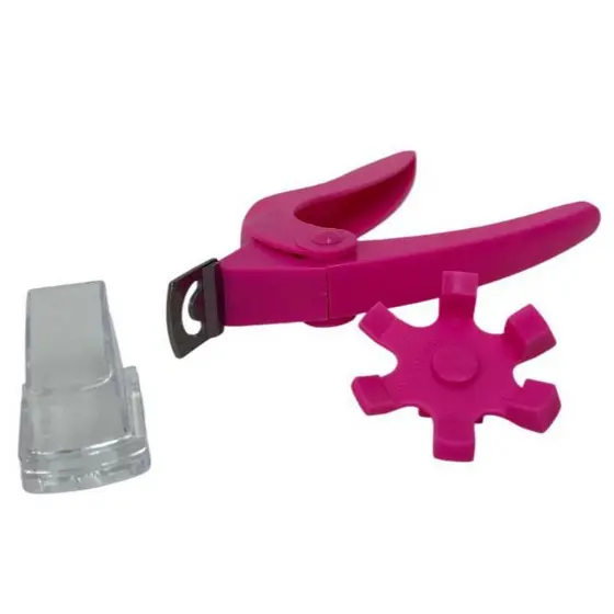 Cortador de Tips para Unhas Postiças Profissional Triple Cut Rosa