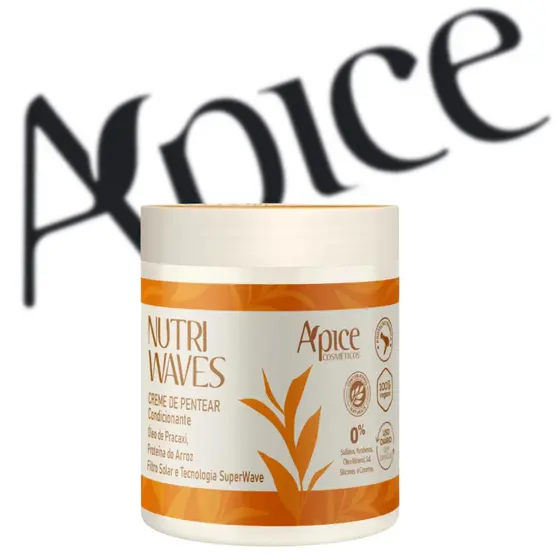 Creme de Pentear Nutri Waves 500g Ápice, Proteína do Arroz e Óleo de Pracaxi, Definição de cabelos.