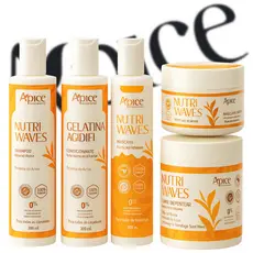 Kit Apice 5 Itens Nutri Waves Linha Completa Apse - Creme, Shampoo, Gelatina, Cond e Máscara .