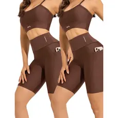 Kit 2 Bermudas Fitness Feminina com Bolso Cintura Alta Academia Atletyca