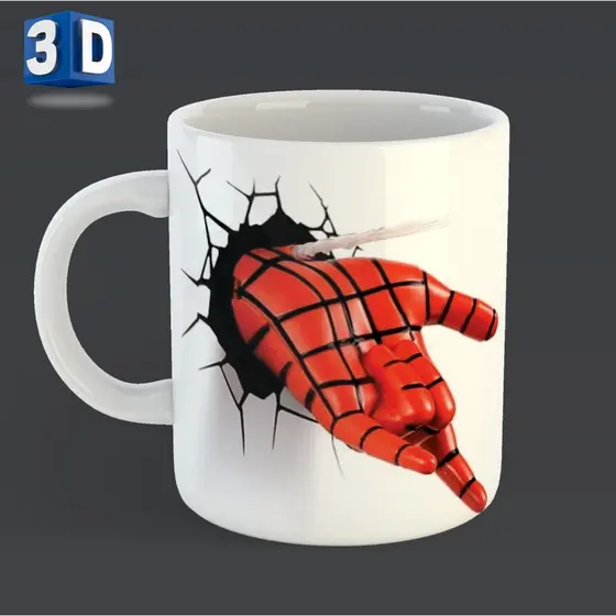 Caneca Xicara Homem Aranha Em Ação Em 3D Lindo Presente