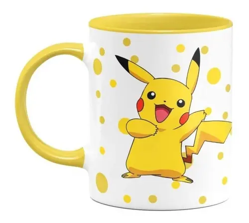 Caneca Xícara Cerâmica Desenho Jogo Pokémon Pikachu B Yellow