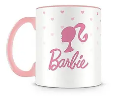 Caneca Xícara Presente Rosa Barbie Boneca Porcelana