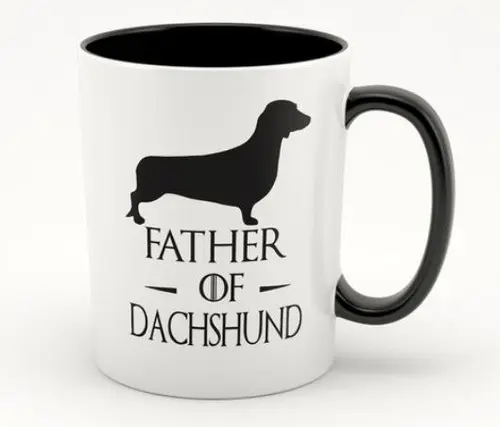 Caneca Xicara Cerâmica Father Of Dachshunds Salsicha