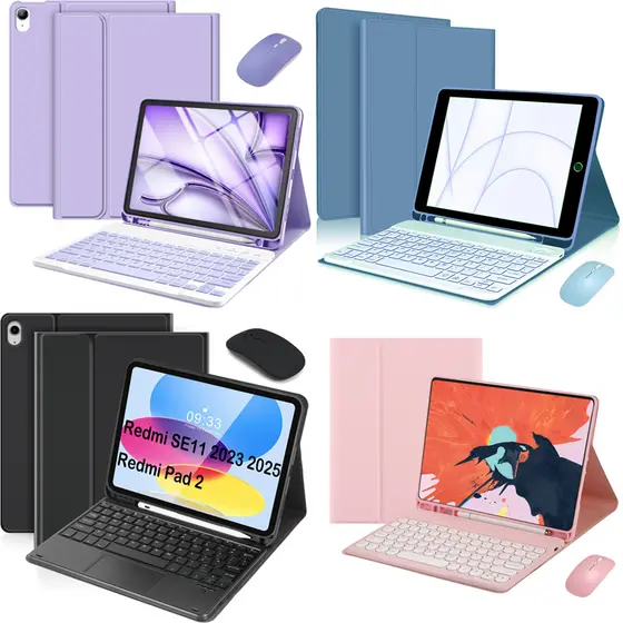 Teclado Abnt2 Destacável (Com Tecla Ç), Capa Com Suporte Para Caneta E Mouse Para Xiaomi Redmi Pad Se 11/ Redmi Pad 2