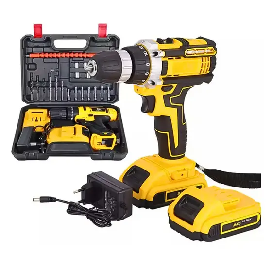 Super Oferta Furadeira Parafusadeira Bivolt T&Z TZ-179 2 Baterias com Impacto e Kit Completo