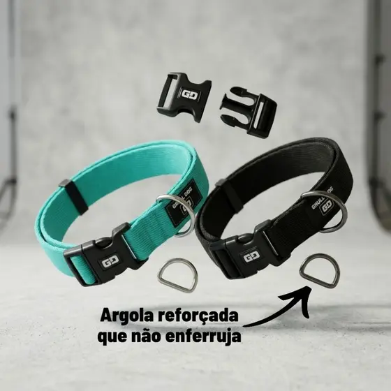Kit 2 coleiras para cachorro com fecho de segurança reforçado e regulador de tamanho pet