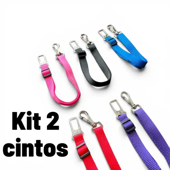 Kit 2 cintos de segurança Pet para animais de estimação cachorro ou gato com regulador de tamanho