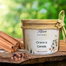 Vela Aromática Artesanal Perfumada Decorada120g Ricco Aromas - Cravo e Canela