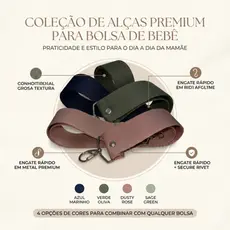 Alça para Bolsa de Bebê Reforçada Regulagem Ajustável 1 Metro Várias Cores Luxo