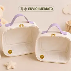 Kit 2 peças necessaire maleta transparente organizadora para itens de higiene ou fraldas portátil