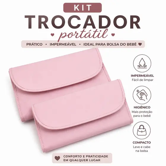 kit de 2 trocadores de Fralda Portátil Impermeável e acolchoado