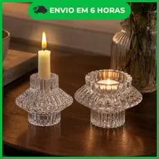 Castiçal em vidro 2 em 1 - Porta Velas decorativo ana 8cm