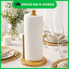 Porta Papel Toalha de Bambu - Cozinha Gourmet