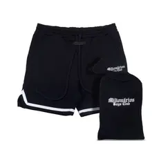 Short Kings Milionários Boys Club Moletom Black Original Bermuda com Bag