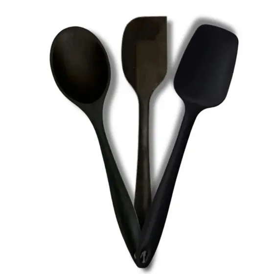 Colher Espátula Silicone 27cm Utensílio De Cozinha Resistente Vermelha Cinza Preta