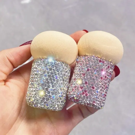 Beauty Blender Almofada de cabeça de cogumelo cravejada de diamantes Puff macio úmido seco Água de imersão de dupla util
