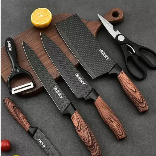 Conjunto De Facas Inox 6 Peças Antiaderente Com Cabo Reforçado Descascador E Tesoura Cozinha Futario