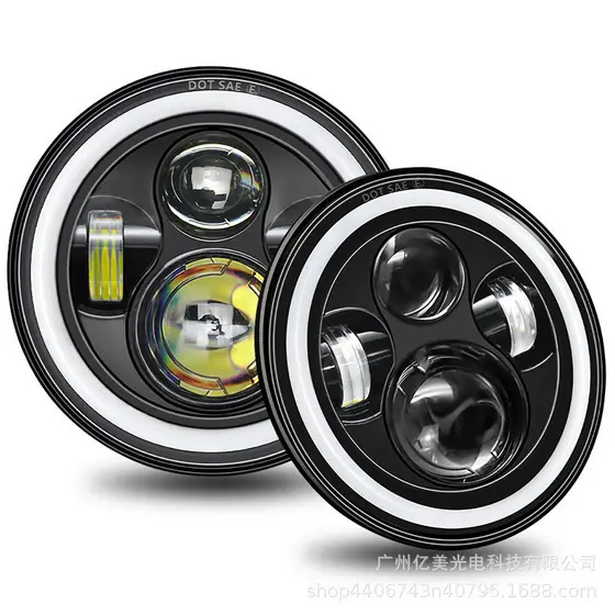 Farol 7 Ou 5.7 Polegadas 1/2 Redondo Angel Eyes Defender LED