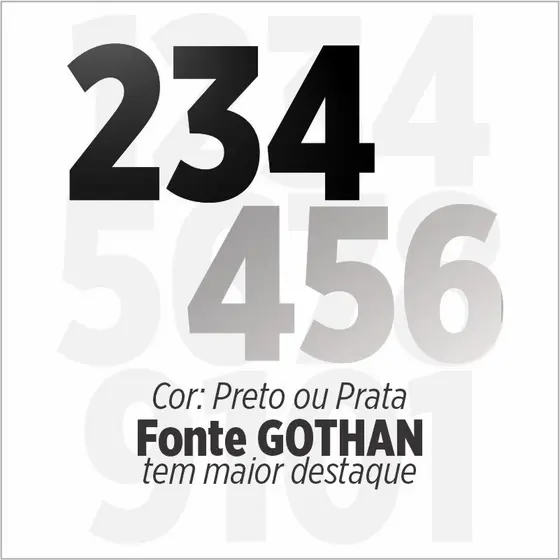 Kit com 3 Números Residenciais em ACM 12cm - Preto ou Prata - Pronto com dupla face