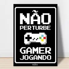 Placa Gamer Não Perturbe Jogando MDF 20x30cm Para Porta E Setup Com Fita