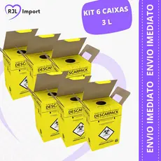 KIT 6 CAIXA DESCARPACK - Coletor Perfuro Cortante (03-Litros)