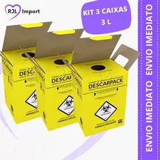 KIT 3 CAIXA DESCARPACK - Coletor Perfuro Cortante (03-Litros)