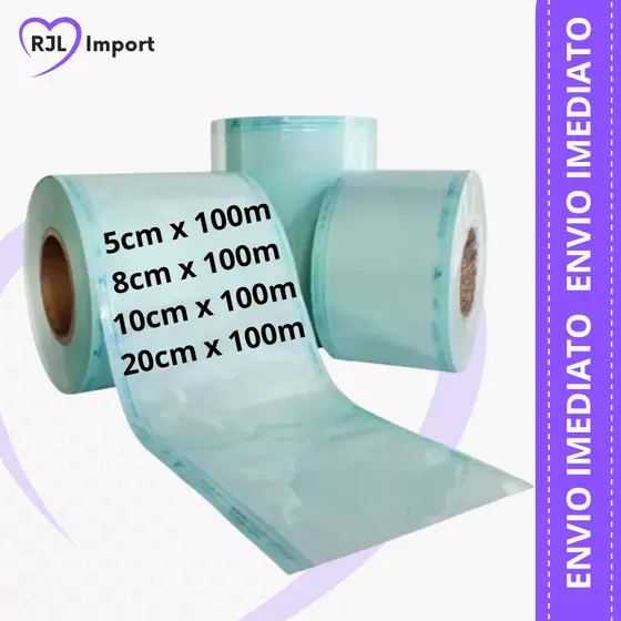 Flexpell Bobina Esterilizadora em Papel Grau Cirúrgico para Autoclave - Tamanhos de 5cm a 20cm