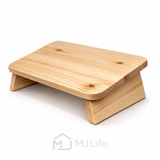 Descanso Apoio Pés em Madeira Natural Ergonômico para Escritório Home Office Barbearia